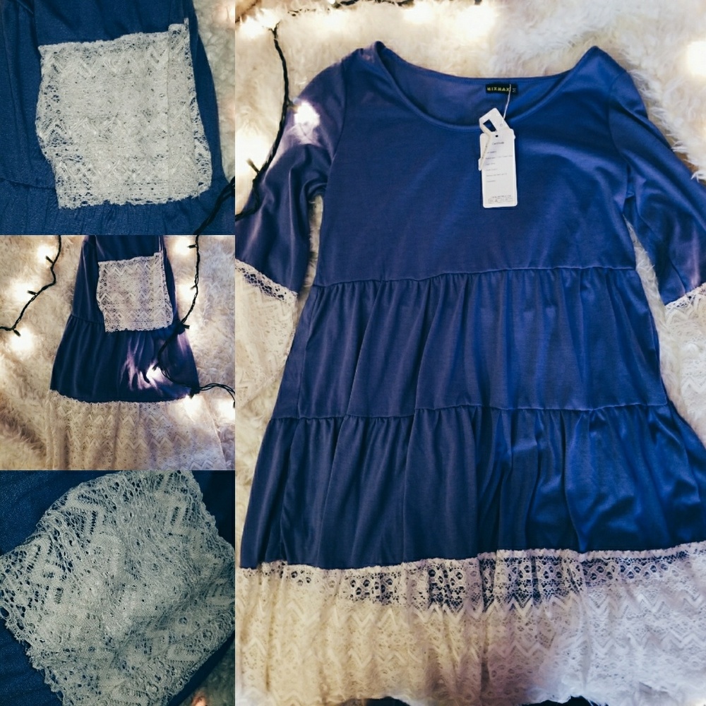 Blue boho dress